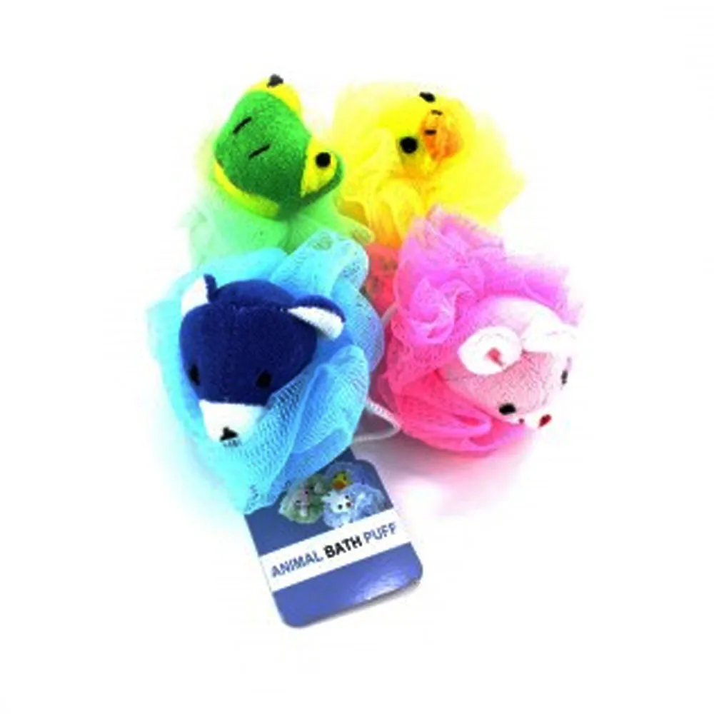 4 Baby Kids Sponges Mesh Sponge Puff Stuffed Animal Bath Scrub Toy Shower Loofah