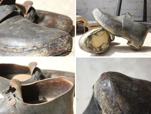 A Charming Pair of 19thC Wooden & Leather Pitt Lancashire Clogs