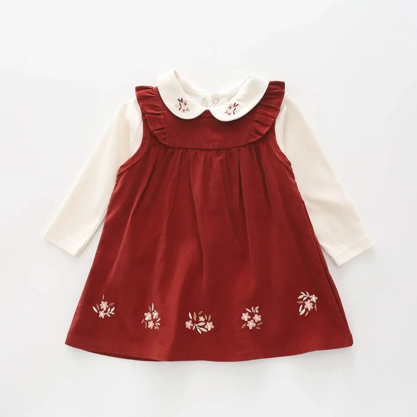 Burgundy Cord Dress Set