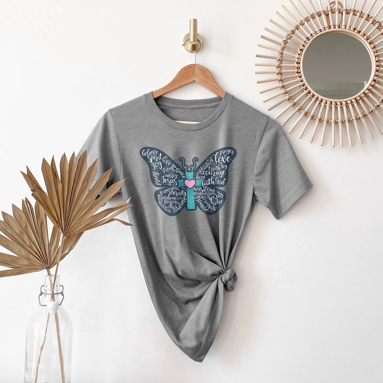 Christian Butterfly Tee Shirts For Women - Christian Shirts for Women - Religious Tee Shirts