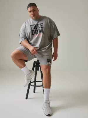 Freedom Cotton Mens T Shirt and Shorts Combo Set (Plus Size)