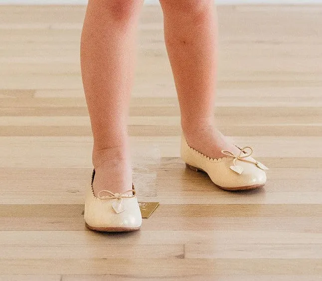 Gold Suede Scalloped Ballerinas