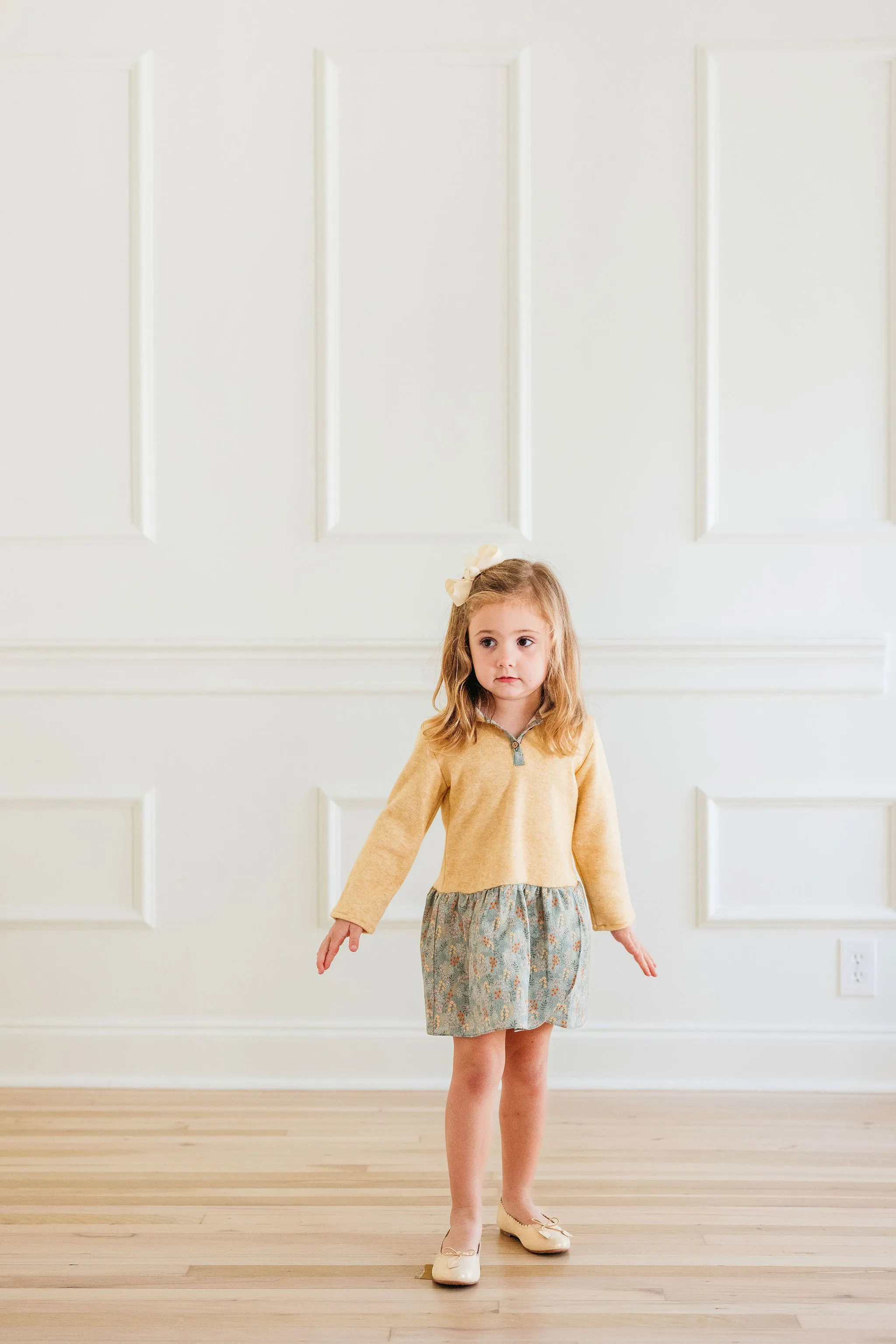 Gold Suede Scalloped Ballerinas
