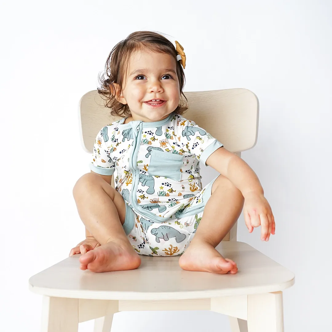 Manatee Bamboo Baby Clothing Shortie Romper Bodysuit