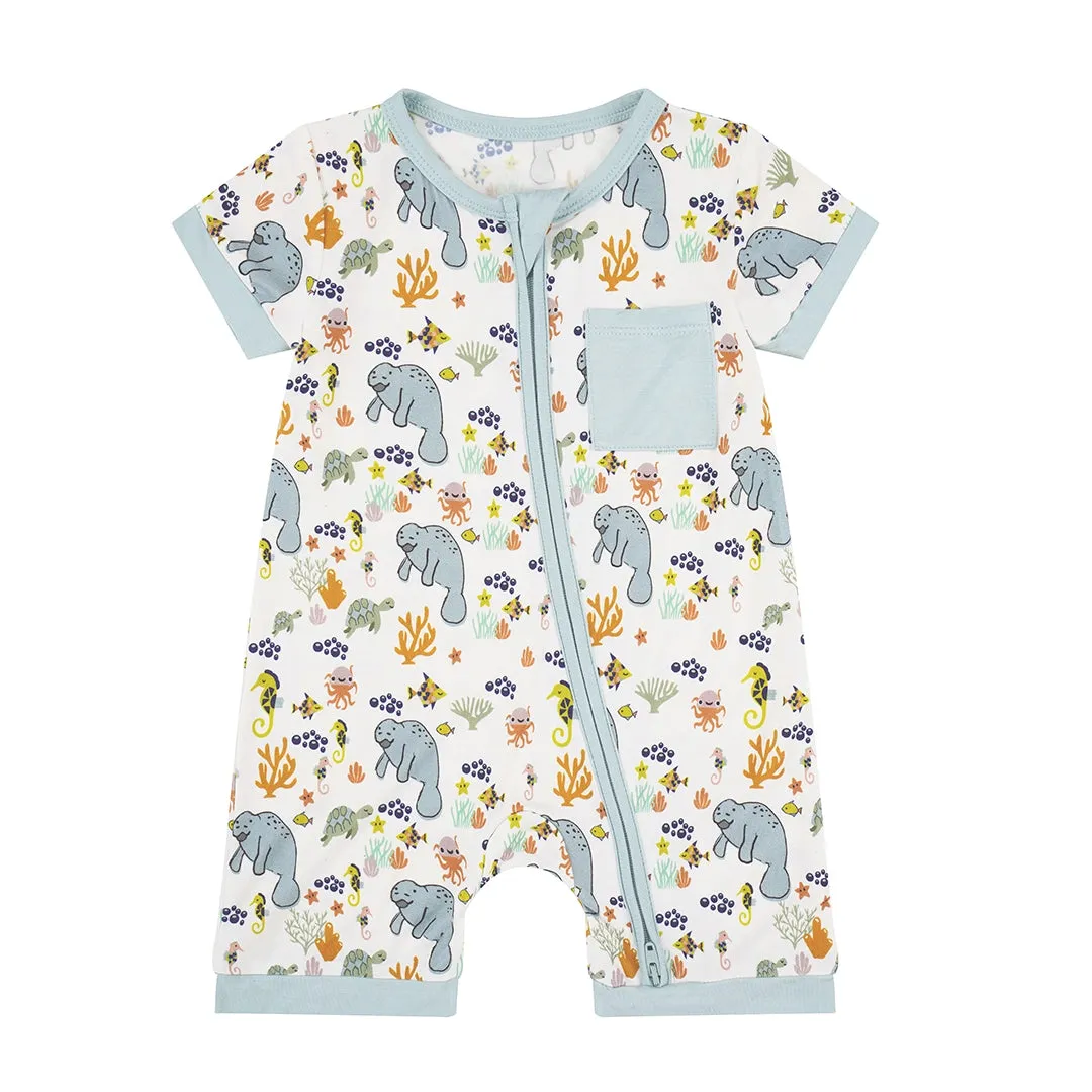 Manatee Bamboo Baby Clothing Shortie Romper Bodysuit